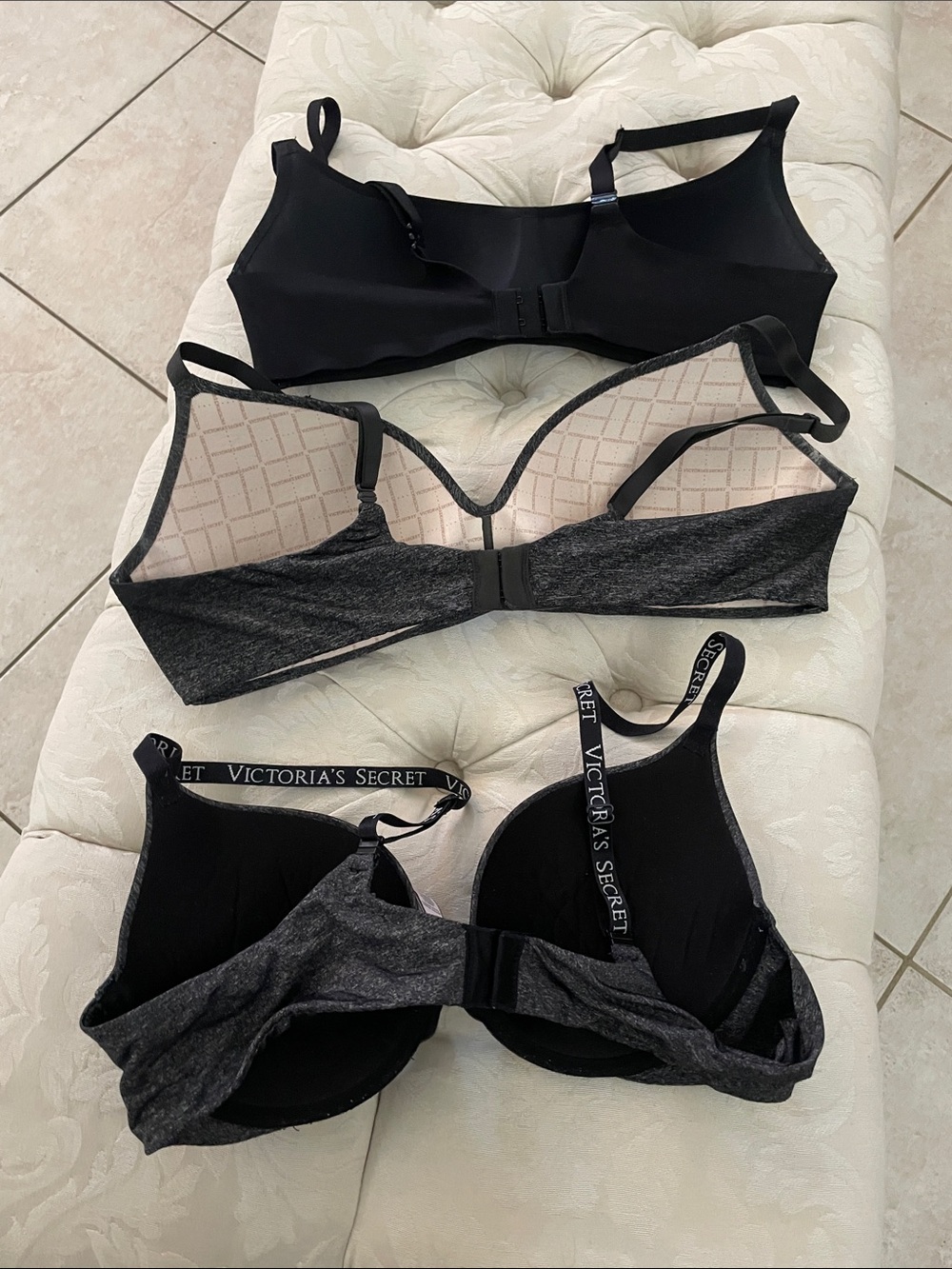 Victoria's Secret PINK Wear Everywhere Push-Up Bra Bras Black & Gray - Picture 3 of 6
